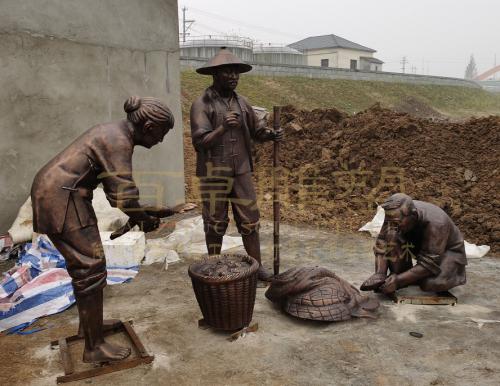 《漁樵耕讀》農耕人物雕塑